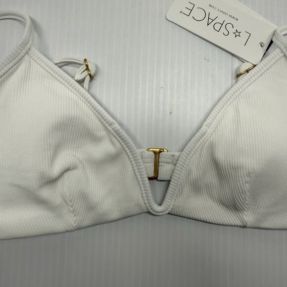 L Space Bikini Top Ribbed Women's White Wired Front Helena Size XS Pool Vacay - Picture 9 of 11